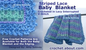 Striped Lace V Stitch Blanket